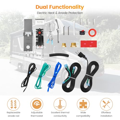 briidea New Upgrade Briidea RV Electric Water Hybrid Heater Kits with Replaceable Anode Rod Patent Pending Electric Heat and Anode Protection Compatible with Suburban and Atwood Water Heater 6 Gallon - Image 3