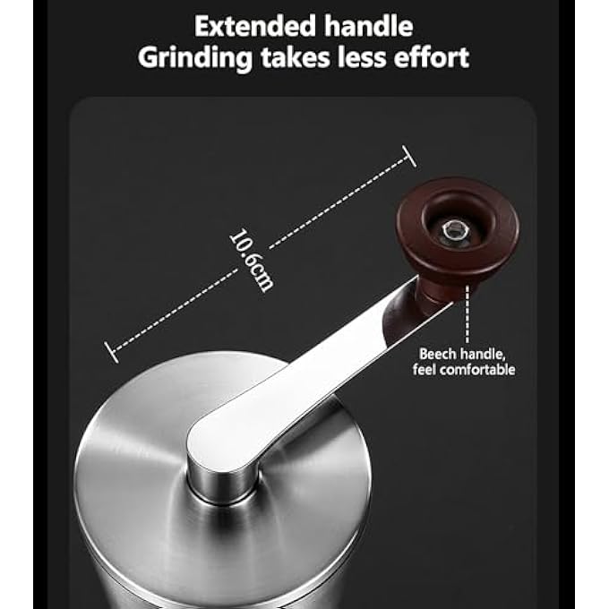 YY-ريشير مطحنة قهوة يدوية محمولة مع إعداد قابل للتعديل، مطحنة قهوة مخروطية عالية الدقة للاستخدام المنزلي والمكتب والتخييم والسفر - Image 5