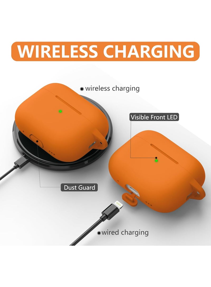 SJet Soft Silicone Protective Case Cover for AirPods Pro 3 2025 with Cleaner Kit and Keychain(Orange) - Image 5