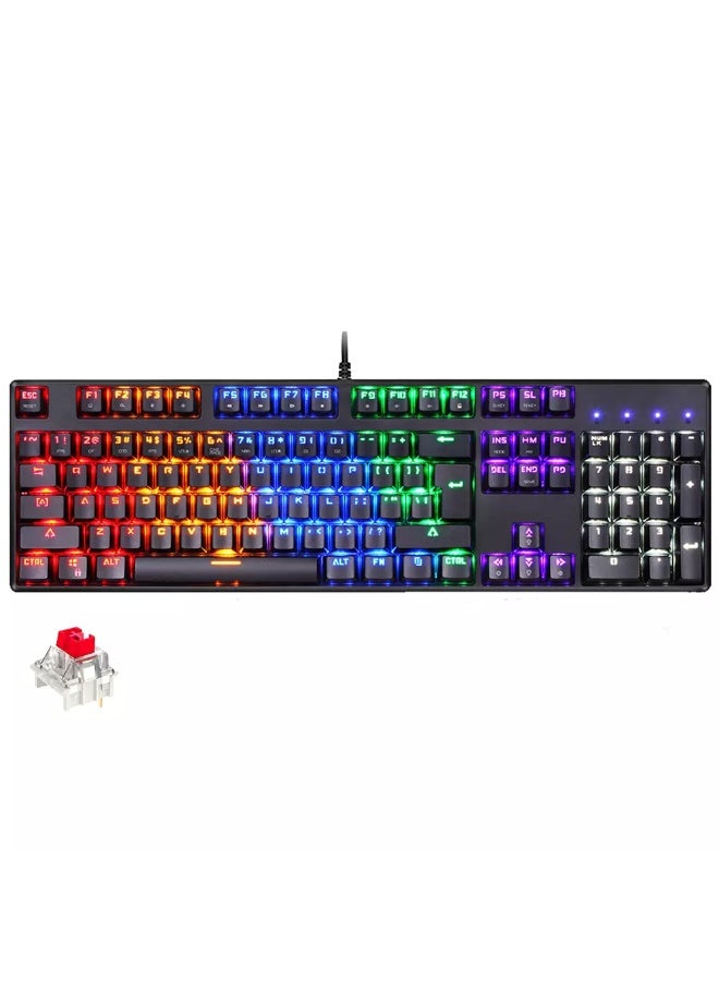 موتوسبيد لوحة مفاتيح ميكانيكية للألعاب CK107 RGB - مفاتيح حمراء - مفاتيح كاملة مضادة للظلال - إضاءة RGB كاملة - Image 1