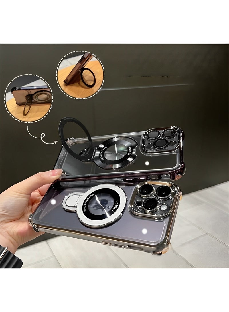 REOCLE Magnetic Phone Case Airbag Four Corners Anti-Drop Magnetic Bracket Case Cover for iPhone 14 Pro - Image 4