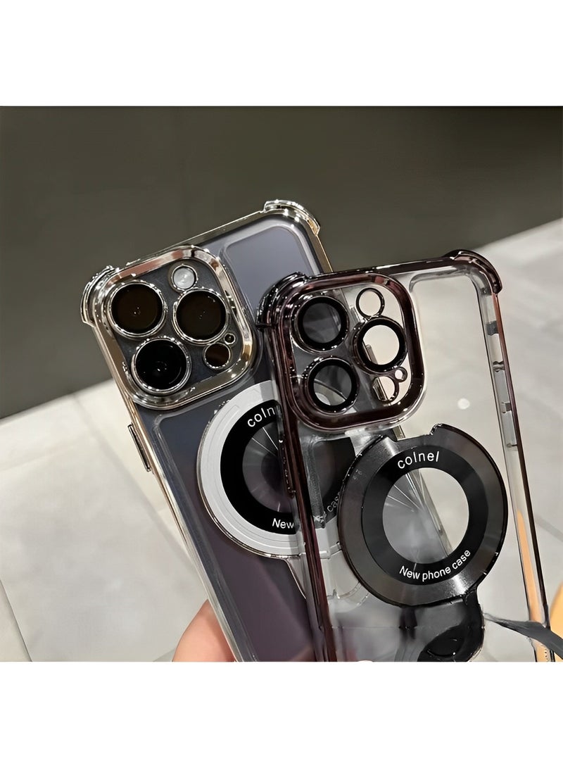 REOCLE Magnetic Phone Case Airbag Four Corners Anti-Drop Magnetic Bracket Case Cover for iPhone 14 Pro - Image 2