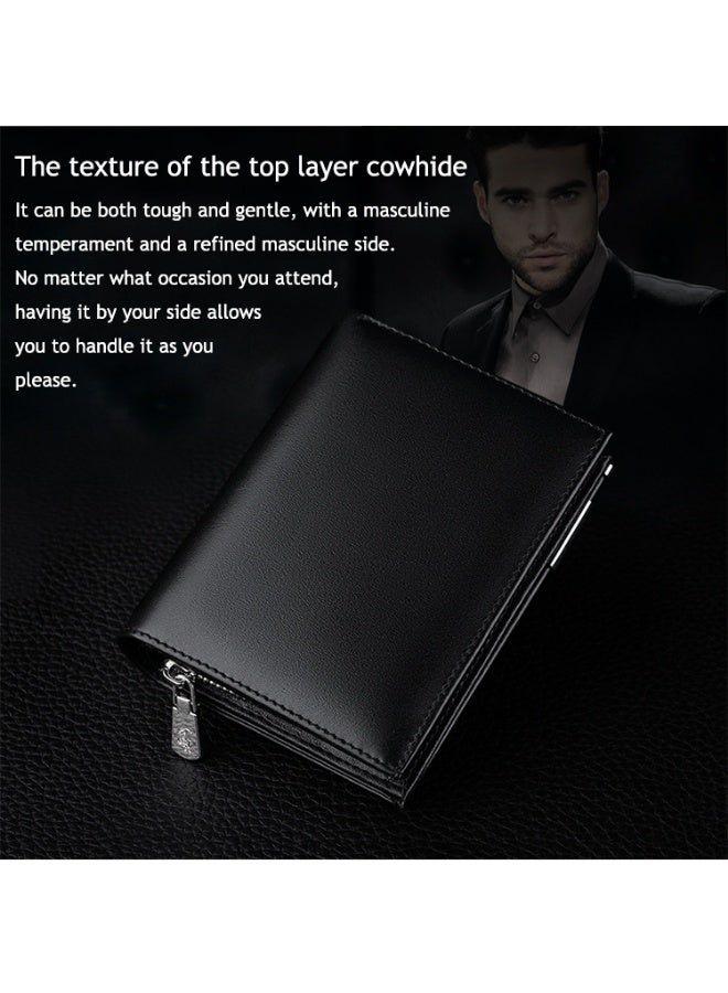 WilliamPOLO multi slot men's short zipper leather bank card bag youth wallet wallet - Image 3