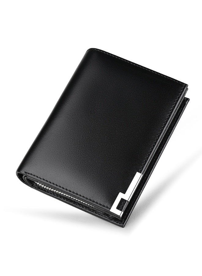 WilliamPOLO multi slot men's short zipper leather bank card bag youth wallet wallet - Image 1