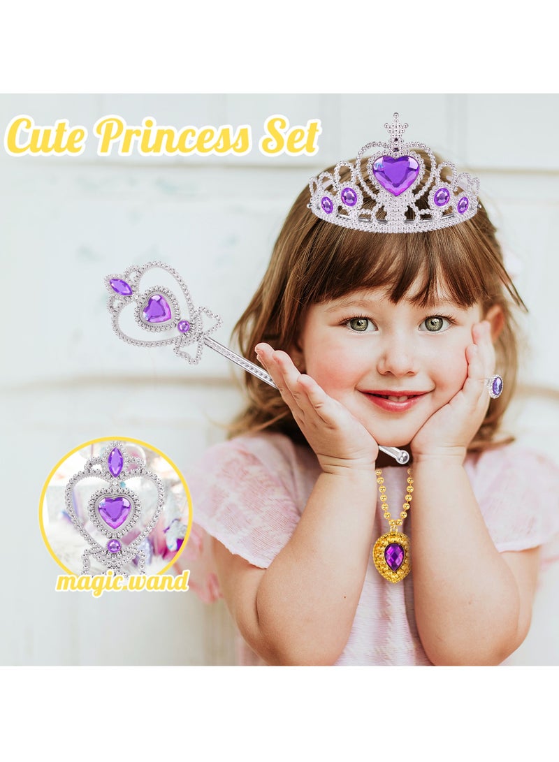 7-PCS Princess Cape Set,Girls Princess Cloak with Crown Accessories,Wand for Little Girls Dress up,Fun Gift Boxes（Blue） - Image 4