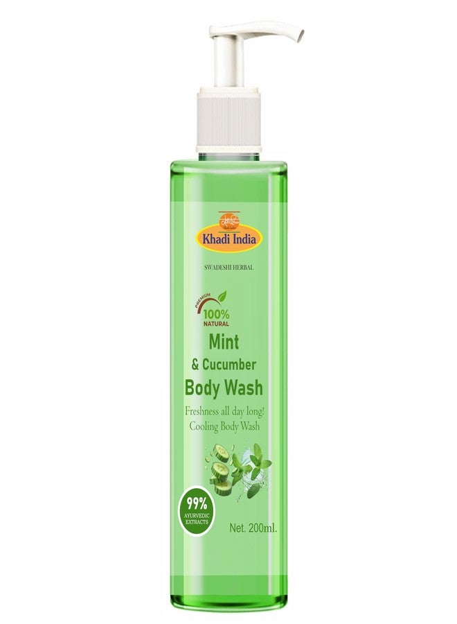 Vedimatic Khadi 100% Pure Natural Herbal Body Wash, Mint & Cucumber Shower Gel, Pouch, Moisturizing & Fragrant Bodywash, For Soft For Women & Men (PACK OF 1-200ml) - Image 1