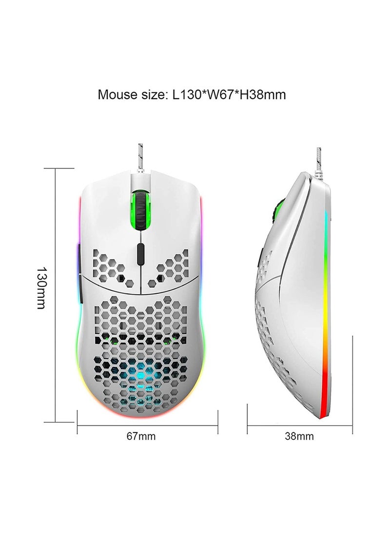 إتش إكس إس جيه ماوس ألعاب أبيض خفيف الوزن مزود بإضاءة ال اي دي - Image 2