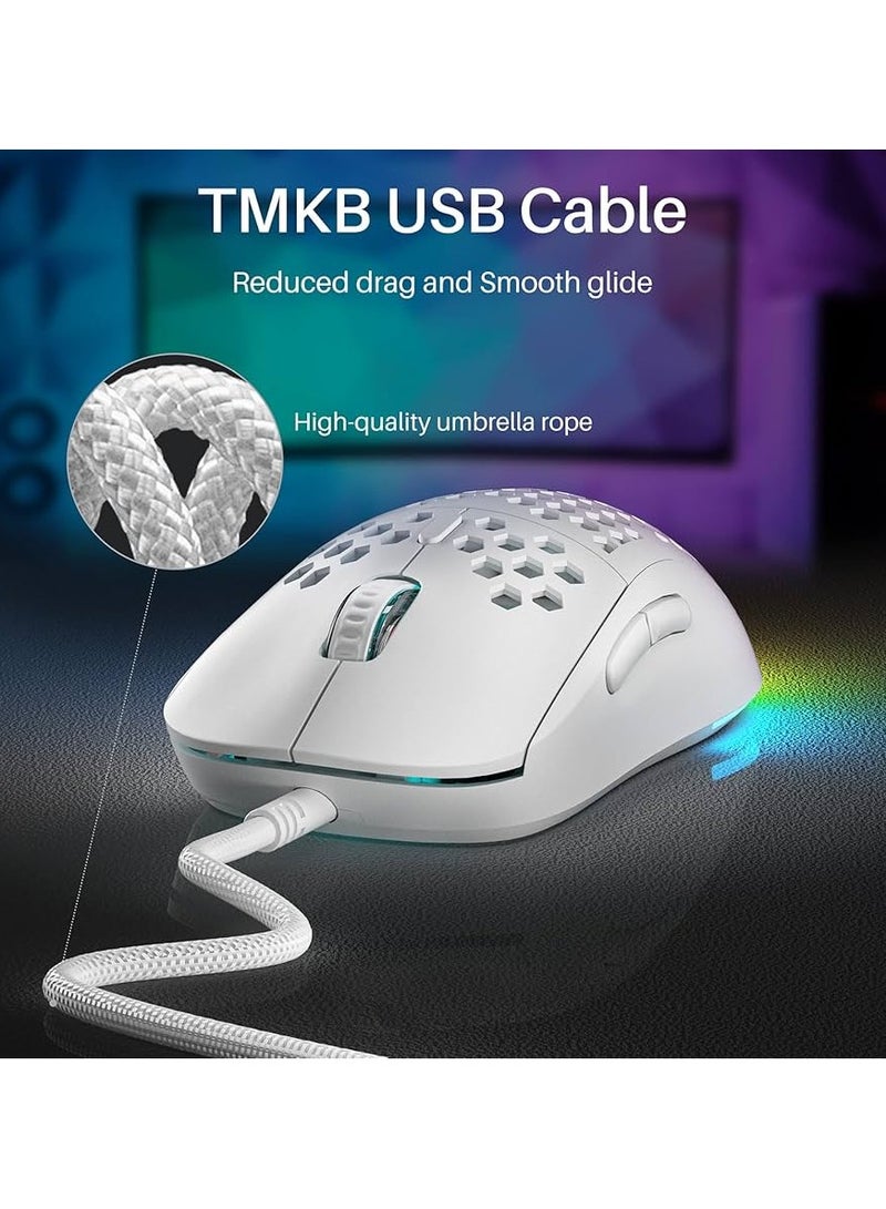 إتش إكس إس جيه ماوس ألعاب أبيض خفيف الوزن مزود بإضاءة ال اي دي - Image 5