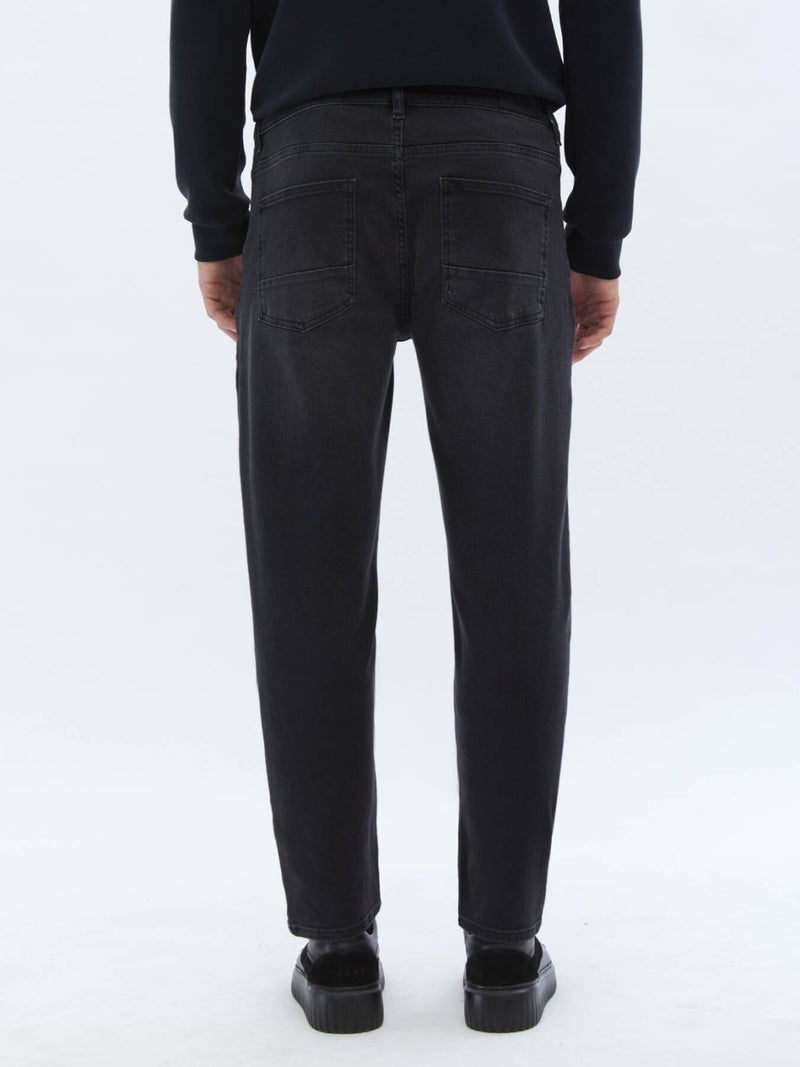Kip Black Slim Fit Denim Cotton Blend Trousers  - Image 5