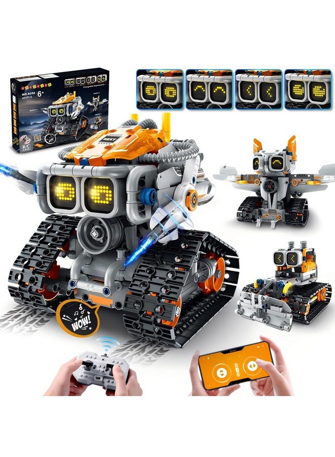 HOGOKIDS Changeable Expressions Robot Building Sets - 3 in 1 Remote & APP Supported Robotic Building Toy Having Sound Effect, Rechargeable RC Robot Birthday Present for Kids Age 6+ Boy & Girl (451PCS) - Image 1