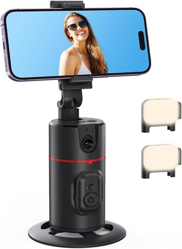 Generic Automatic Face Tracking Tripod with Fill Light, No App Required, 360° Rotating Body Phone Camera Holder with Detachable Remote Control, Smart Shooting Stand Gesture Control for Live Vlog Streaming Video, Black  - Image 1