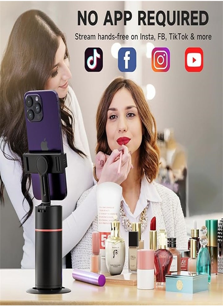 Generic Automatic Face Tracking Tripod with Fill Light, No App Required, 360° Rotating Body Phone Camera Holder with Detachable Remote Control, Smart Shooting Stand Gesture Control for Live Vlog Streaming Video, Black  - Image 4