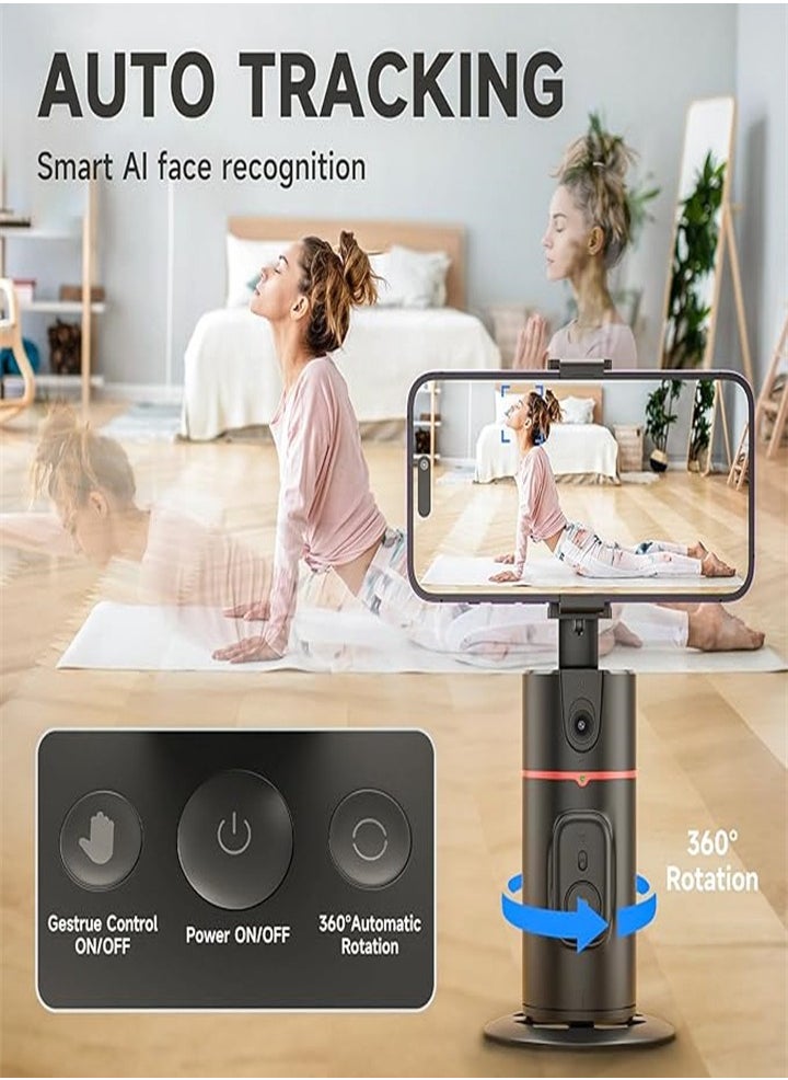 Generic Automatic Face Tracking Tripod with Fill Light, No App Required, 360° Rotating Body Phone Camera Holder with Detachable Remote Control, Smart Shooting Stand Gesture Control for Live Vlog Streaming Video, Black  - Image 5