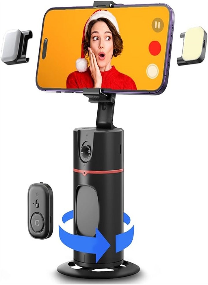 Generic Automatic Face Tracking Tripod with Fill Light, No App Required, 360° Rotating Body Phone Camera Holder with Detachable Remote Control, Smart Shooting Stand Gesture Control for Live Vlog Streaming Video, Black  - Image 2