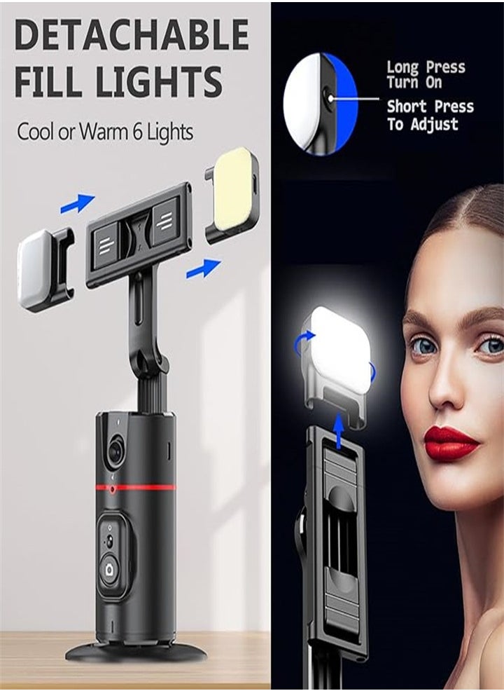 Generic Automatic Face Tracking Tripod with Fill Light, No App Required, 360° Rotating Body Phone Camera Holder with Detachable Remote Control, Smart Shooting Stand Gesture Control for Live Vlog Streaming Video, Black  - Image 3