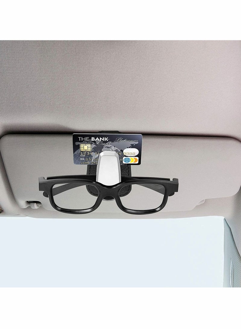KASTWAVE 2 Pieces Of Car Sun Visor Spectacle Frame, Sunglasses Holder Clip-On, Sunglasses Holder Leather Glasses Hook And Ticket Holder Spectacle Holder (Black) - Image 4