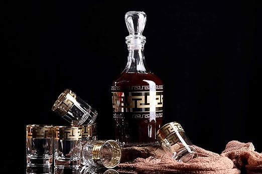 EXOMOON طقم شوت إكزومون الملكي الروسي | 7 قطع طقم ديسينتر وكؤوس | كؤوس حفلات | متعددة الاستخدامات للنبيذ، الويسكي، المشروبات الباردة وكؤوس الكوكتيل | 6 كؤوس (60 مل) و 1 ديسينتر (500 مل) - Image 3