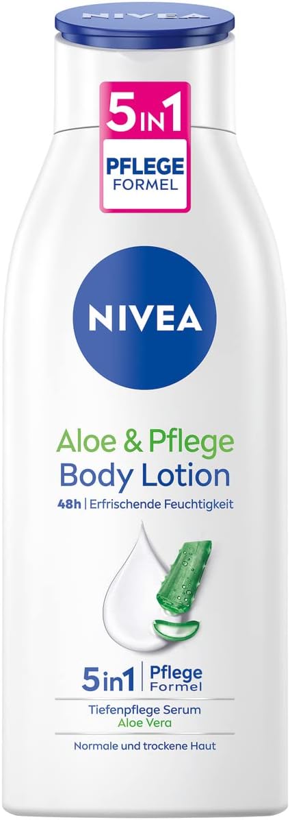 NIVEA Aloe Care Body Lotion 400 ml Care for Dry Skin with Deep Care Serum and Aloe Vera 3in1 Formula 48h Care Softness and Naturally Beautiful Skin