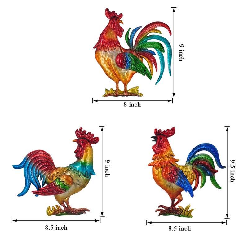 Tuokiuhn Rooster Metal Wall Art Decor Rooster Kitchen Decor Chicken Decor Living Room Bedroom Farmhouse Cabin Country Hanging Decorations Outdoor Garden Fence Art. - Image 5
