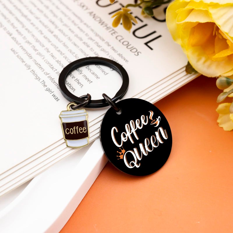 UIWIHHP Coffee Gifts for Women Cool Coffees Queen Keychain Gifts for Coffee Lovers Women Friend Coworker Coffees Stuff Accessories Christmas Stocking Stuffers for Woman Teen Girls - Image 4