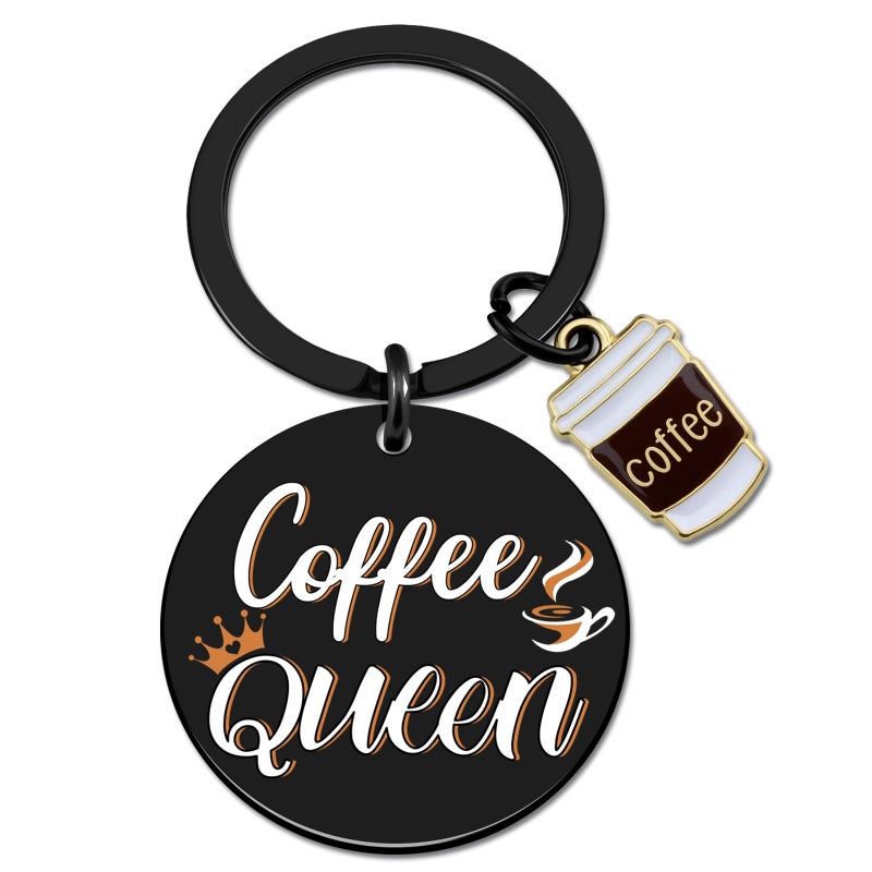 UIWIHHP Coffee Gifts for Women Cool Coffees Queen Keychain Gifts for Coffee Lovers Women Friend Coworker Coffees Stuff Accessories Christmas Stocking Stuffers for Woman Teen Girls - Image 1