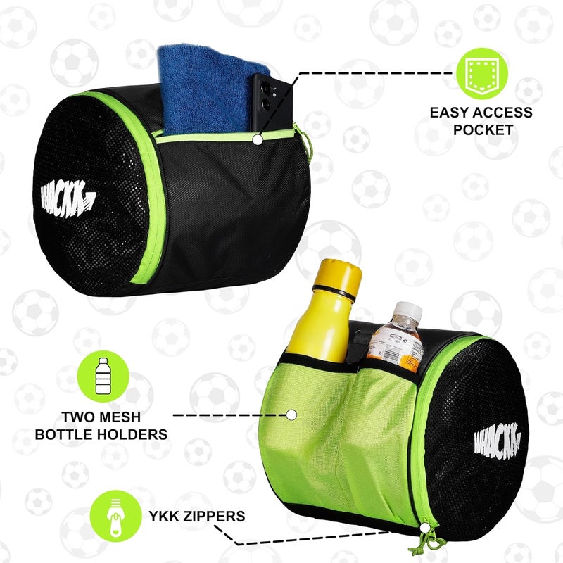 WHACKK Kick Soccer Black Green Football Equipment Bags|Basketball Volleyball Bags |Adjustable Strap Backpack |Ball Bag |Kitbag - Made in India - Image 3