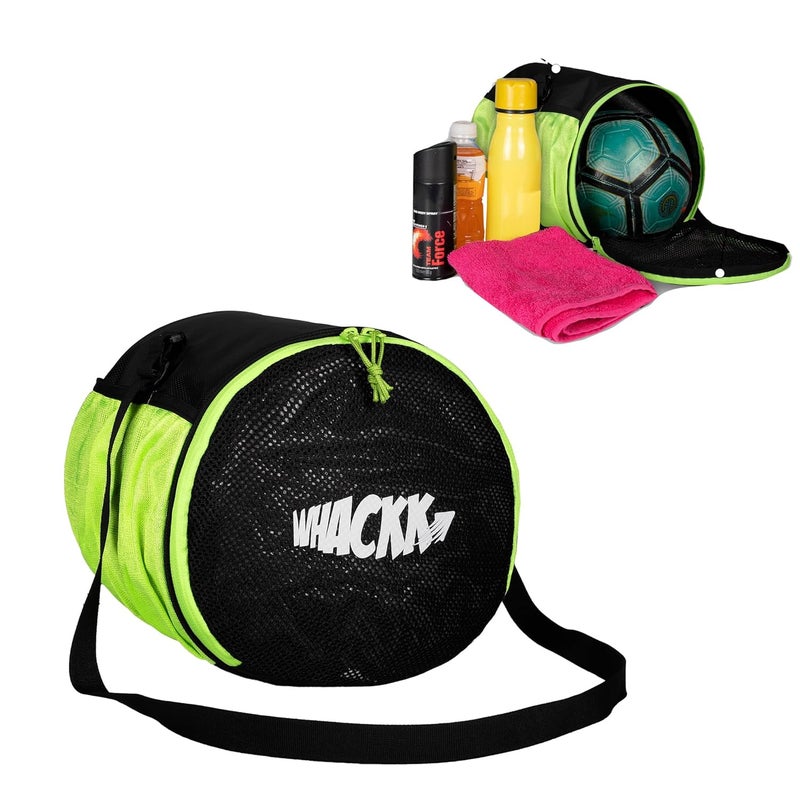 WHACKK Kick Soccer Black Green Football Equipment Bags|Basketball Volleyball Bags |Adjustable Strap Backpack |Ball Bag |Kitbag - Made in India - Image 1