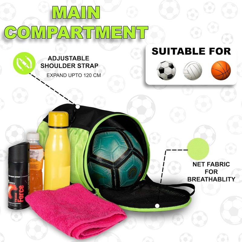 WHACKK Kick Soccer Black Green Football Equipment Bags|Basketball Volleyball Bags |Adjustable Strap Backpack |Ball Bag |Kitbag - Made in India - Image 4
