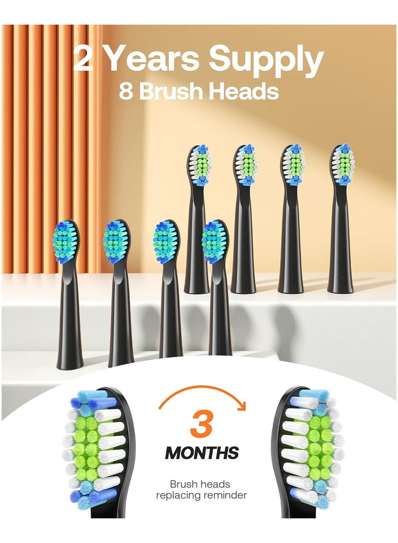D2 Ultrasonic Electric Toothbrush for Adults and Kids, Electric Toothbrush with Rechargeable Power, 8 Toothbrush Heads and 5 Modes