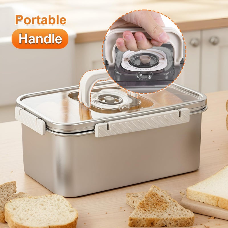 ANYPROLUS Bread Box Stainless Steel Bread Storage for Homemade Bread, Dishwasher Safe Bread Containers Storage Airtight Loaf, Airtight Bread Storage Container with Lid and Handle - Image 3