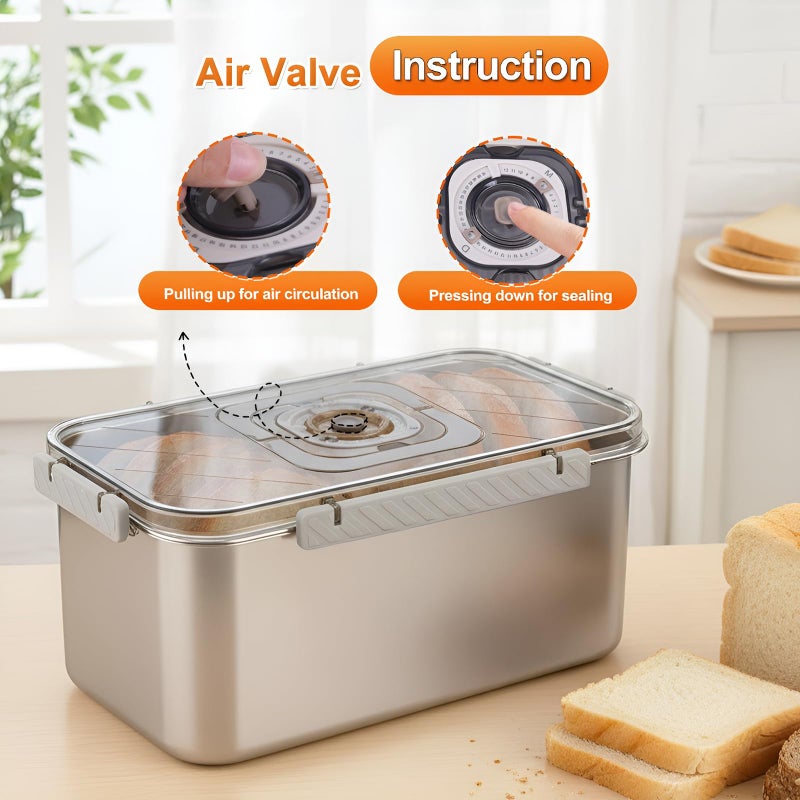 ANYPROLUS Bread Box Stainless Steel Bread Storage for Homemade Bread, Dishwasher Safe Bread Containers Storage Airtight Loaf, Airtight Bread Storage Container with Lid and Handle - Image 5