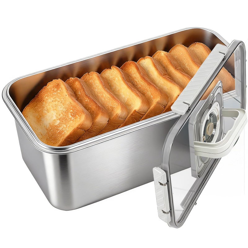 ANYPROLUS Bread Box Stainless Steel Bread Storage for Homemade Bread, Dishwasher Safe Bread Containers Storage Airtight Loaf, Airtight Bread Storage Container with Lid and Handle - Image 1