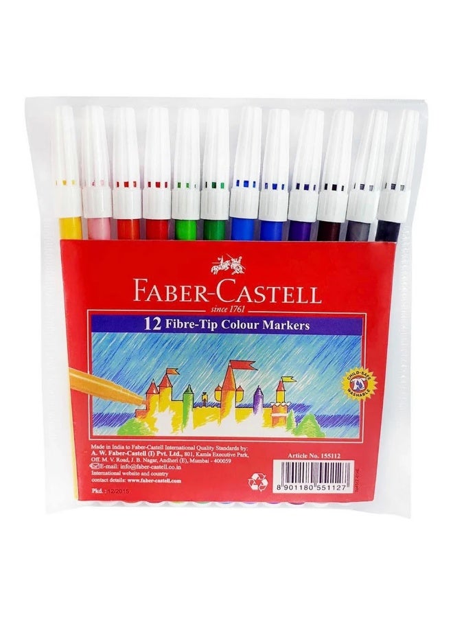 Faber-Castell Felt-Tip Color Pens, Pack of 12 Assorted Colors - Image 1