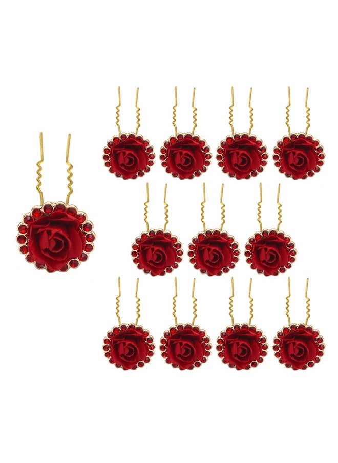 Paradise Paradise® Hair Pins For Women/Bridal Hair Accessories For Women And Girls/Juda Pins For Women (Red 12 pc)  - Image 1