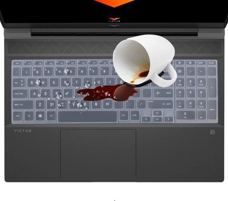 Saco غطاء واقي للوحة مفاتيح اللابتوب متوافق مع HP Victus 15-FA و 15-FB و 16-D و 16-E و 16-S [15.6 بوصة] | لابتوب الألعاب HP Victus 16-D و 16-E و 16-S [16.1 بوصة] - شفاف، سيليكون - Image 5