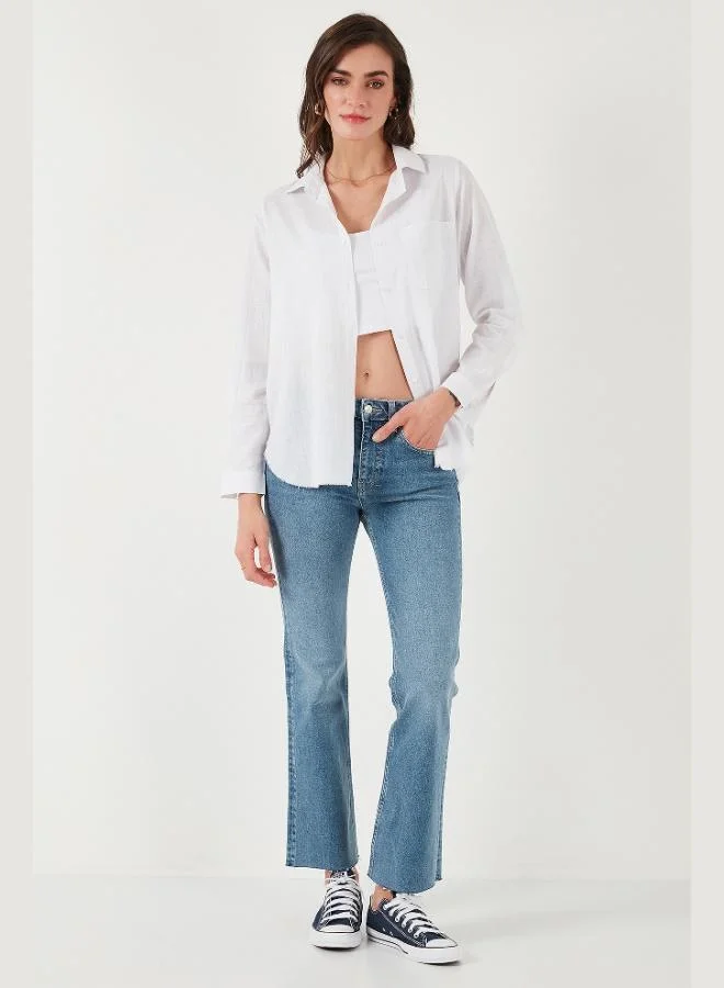 ليلا قميص قطن ليلا بقصة عادية بجيوب للنساء