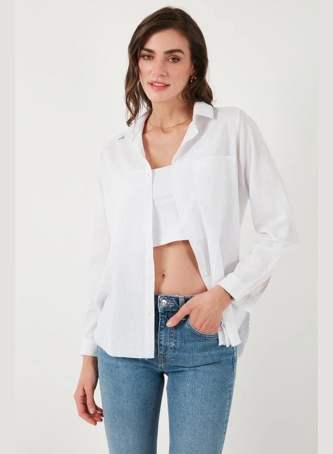 ليلا قميص قطن ليلا بقصة عادية بجيوب للنساء