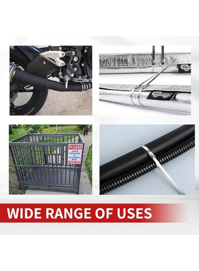 Metal Zip Ties 11.8 inch 100pcs 304Stainless steel Heavy duty Multi-purpose Self-locking Cable Ties Suitable for in machinery, vehicles, farms, pipes, roofs,cables, as well as Outdoor binding - Image 5