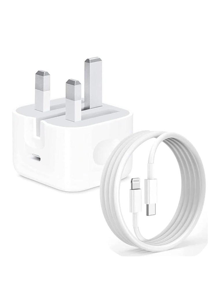 20W USB C Wall Fast Charger with 1m USB C to Lightning Cable Compatible with iPhone 14/14 Pro/14 Pro Max/13/12/SE2020/11/XR/XS Max/X/iPad, ect…  - Image 1