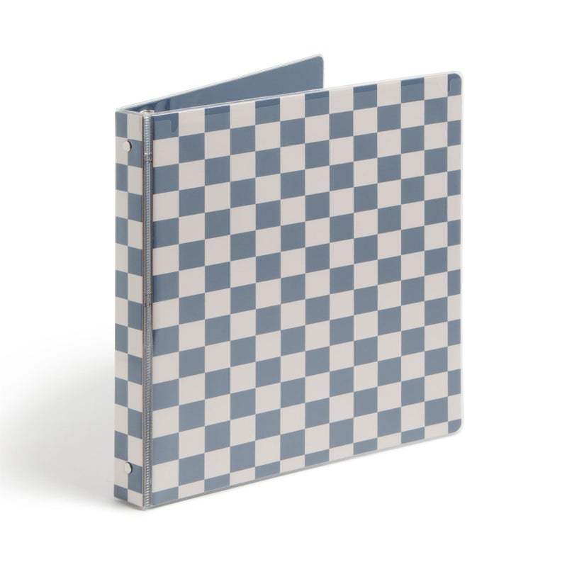 U Brands Checkered Preppy Blue 3 Ring Binder, 1-Inch, Holds 225 Sheets, Durable Round Rings, Clear View, Letter Size, 1 Pack - Image 1