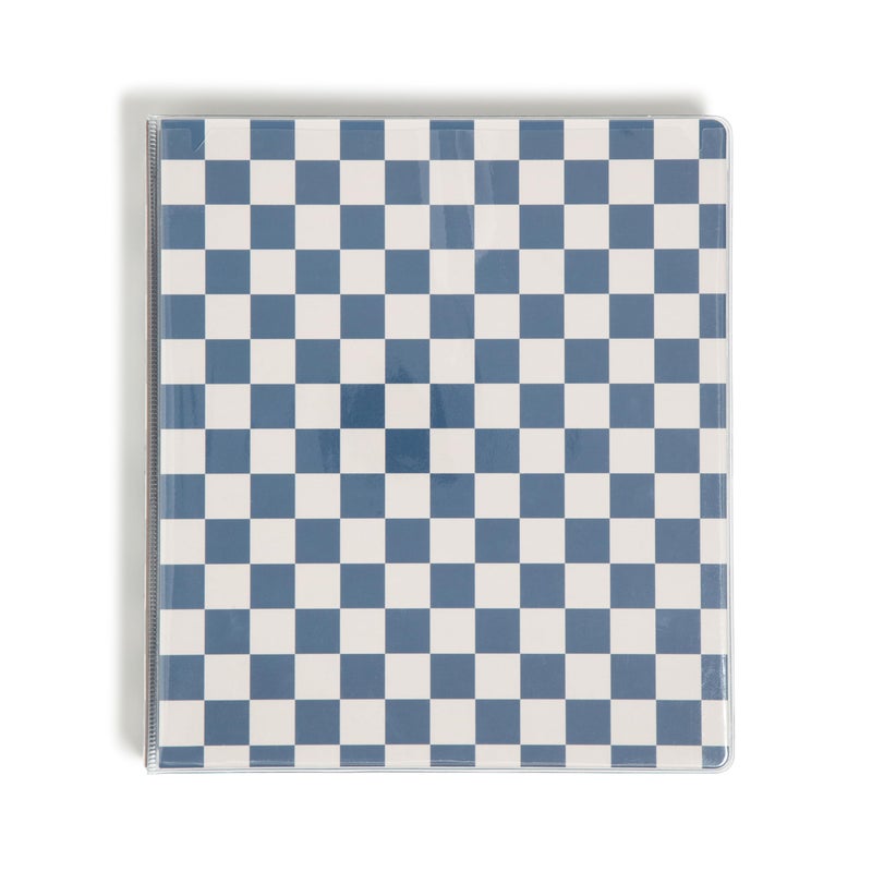U Brands Checkered Preppy Blue 3 Ring Binder, 1-Inch, Holds 225 Sheets, Durable Round Rings, Clear View, Letter Size, 1 Pack - Image 4