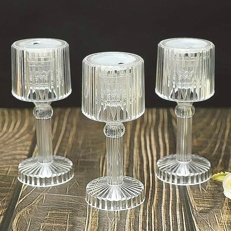 DeoDap LED Table Lamp 1 Pc – Portable Plastic Crystal White Glass Night Lamps, Small Acrylic Desk Lights, Golden Bulb, Showpiece for Reading, Bedroom, Living Room and Diwali Gifts (Battery Powered) - Image 2