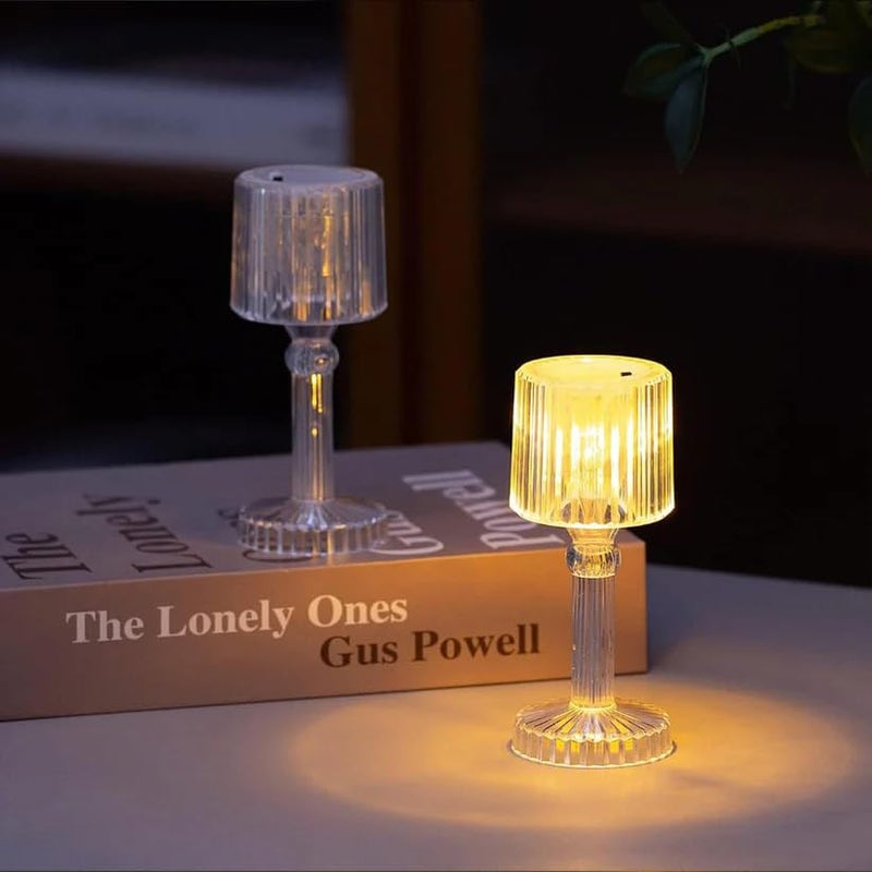 DeoDap LED Table Lamp 1 Pc – Portable Plastic Crystal White Glass Night Lamps, Small Acrylic Desk Lights, Golden Bulb, Showpiece for Reading, Bedroom, Living Room and Diwali Gifts (Battery Powered) - Image 5