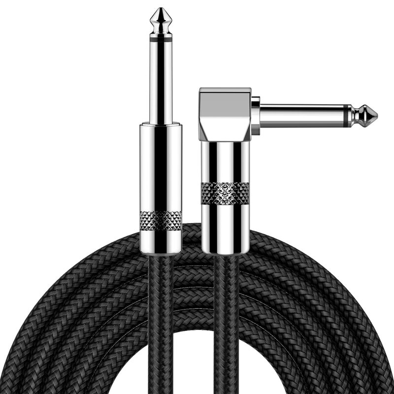 New Bee Guitar Cable 10ft Electric Instrument Bass AMP Cord for Electric Mandolin, Pro Audio (Right Angle to Straight, Black) - Image 1