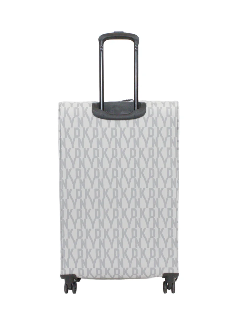 DKNY DKNY Signature Strip 2.0 SoftSide Luggage on Wheels for Unisex | Ultra Lightweight ABS on with Spinner Double Wheels 4 Color LT GREY/MAUVE