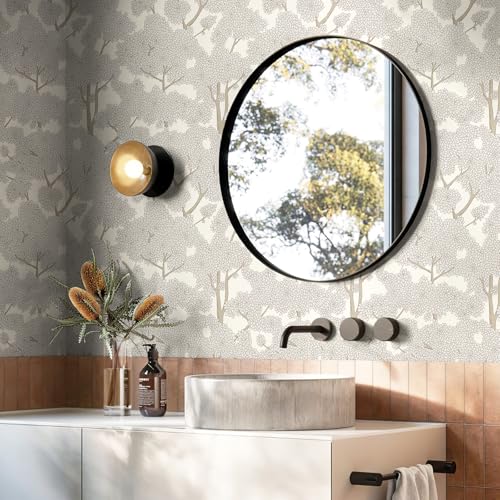 JiffDiff Tree Wallpaper Peel and Stick Jungle Wall Paper Forest Mural Stick on Wallpaper Modern Waterproof Self Adhesive Contact Paper(17.3" x 400" Cream) - Image 5