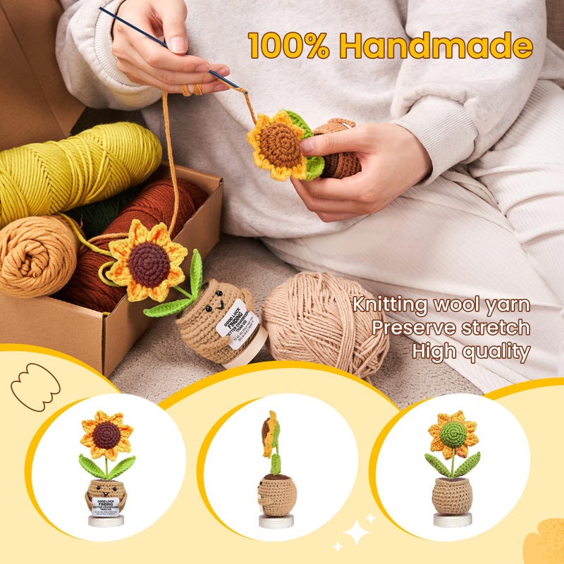 Gossby Handmade Positive Sunflower Doll Crochet with Card - Women Coworker Appreciation Gift - Retirement, Farewell, Goodbye, Leaving, Going Away Gift for Coworker - Good Luck Finding Better Coworkers - Image 5