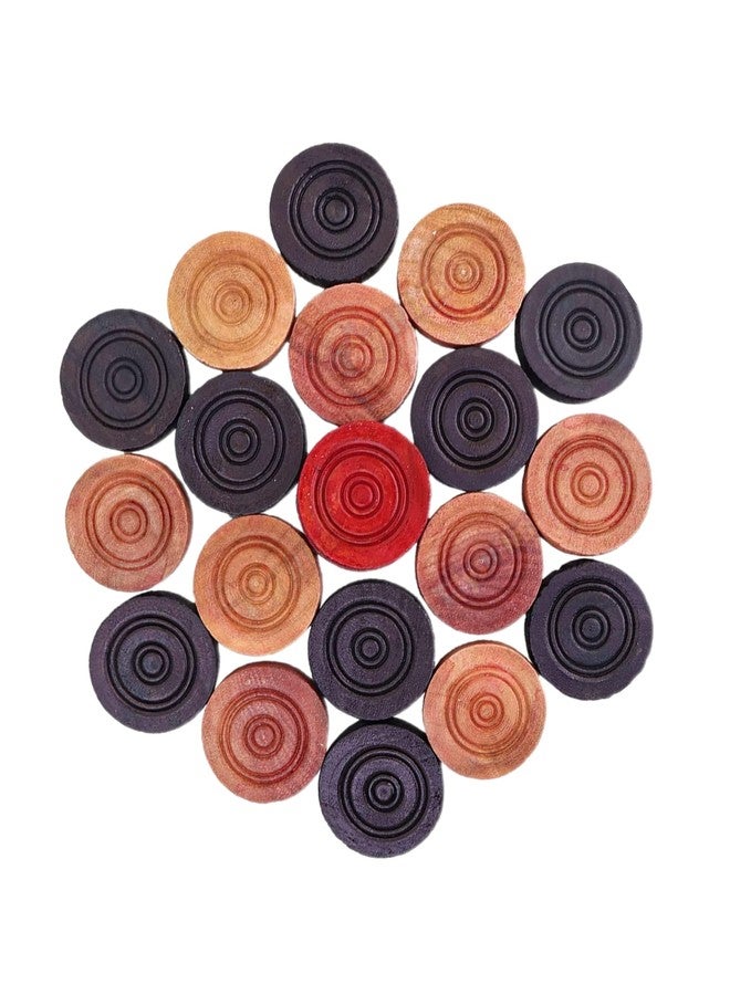 CABRIO Carrom Board 8MM Wooden Coins with Striker (Pack of 20 Coins) - Image 1