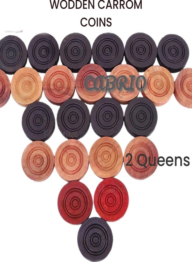 CABRIO Carrom Board 8MM Wooden Coins with Striker (Pack of 20 Coins) - Image 2