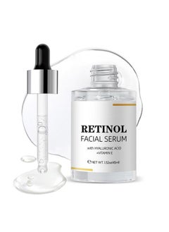 Retinol Facial Serum, Retinol Serum for Face with Hyaluronic Acid + Vitamin E, Anti-Aging Serum Pore Tightener Fade Dark Spots Clinical Strength Formula (1.52 Oz)
